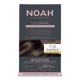 Cumpara ieftin Vopsea de par permanenta fara amoniac, 7.15 Blond Ciocolatiu Rece, Color in Oil, 135 ml, Noah