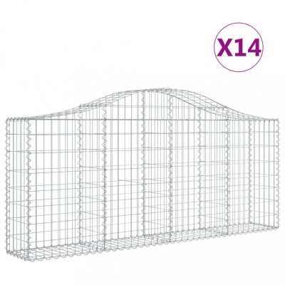 Cosuri gabion arcuite 14 buc, 200x30x80/100cm, fier galvanizat foto