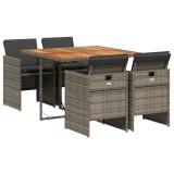 Cumpara ieftin Set mobilier de gradina cu perne, 5 piese, gri, poliratan