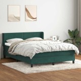 vidaXL Pat box spring cu saltea, verde &icirc;nchis, 160x210 cm, catifea 3317952