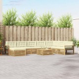 vidaXL Set canapele exterior sectionale 9 piese, lemn acacia, alb crem, modular, design modern