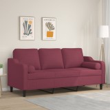 VidaXL Canapea cu 3 locuri cu pernuțe, roșu vin, 180 cm, textil 3200859