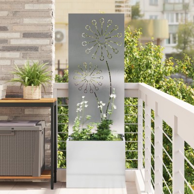 vidaXL Ghiveci de Grădină cu Panou Decorativ Argintiu 50 x 140 cm foto