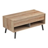 Masuta de cafea cu spatiu depozitare ascuns Skyfi culoare lemn natural - gri inchis 100x60x45cm