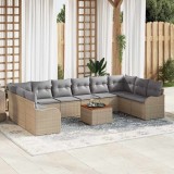 VidaXL Set Canapea Grădină 11 pcs Bej, gri deschis Mare