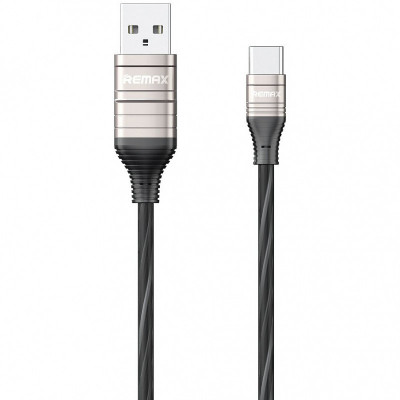 Cablu Date si Incarcare USB la USB Type-C Remax Luminous Disco RC-130a, 1 m, Negru foto
