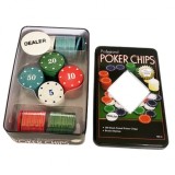 Cumpara ieftin Set 100 jetoane poker, Lemn+Plastic, 11.5x19x5 cm