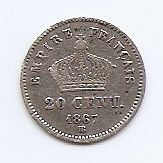 Franta 20 Centimes 1867 BB - Napoleon III, Argint 1 g/835, KM-808.2 foto