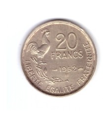 Moneda Franta 20 franci/francs 1952 B, stare buna, curata