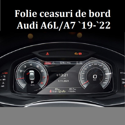 Folie sticlă securizată pentru ecran ceasuri de bord Audi A6L/A7 2019-2022 foto