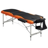 HOMCOM Masă de Masaj Pliabilă și Portabilă 210x81x62-85 cm Masă Reglabilă &icirc;n &Icirc;nălțime cu Suport de Cap și Bază pentru Tatuaj Fizioterapie Negru și Por