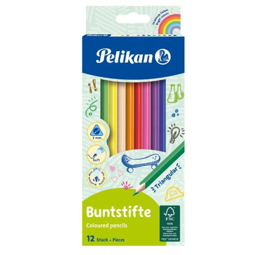 Creioane Color, Set 12 Culori, Sectiune Triunghiulara