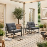 Set mobilier de gradina Karg, 3 piese, gri &icirc;nchis, cu 2 fotolii