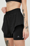 Adidas Performance pantaloni scurți de antrenament HIIT femei, culoarea negru, neted, high waist