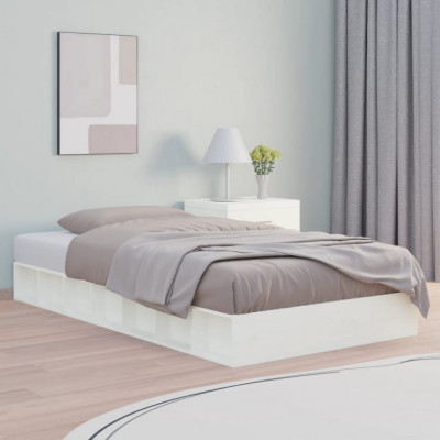 Cadru de pat mic dublu, alb, 120x190 cm, lemn masiv GartenMobel Dekor foto