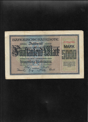 Germania 5000 marci mark 1922 Munchen Notenbank seria034069 foto