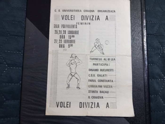 Program Turneu Volei 1985