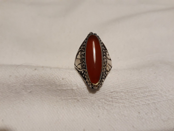 argint INEL cu CARNEOL TRIBAL unic OPULENT manopera EXCEPTIONALA de efect VECHI vintage SPLENDID