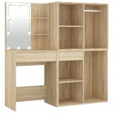 Cumpara ieftin Masa toaleta cu LED/2 dulapuri, stejar sonoma, lemn prelucrat