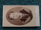 SUPERBA fotografie , anul 1890 ,atelier celebru MAYER SI GERSTL BUCAREST. Distinsa doamna .De colectie .Dimensiuni 11 cm x 6 cm