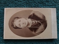 SUPERBA fotografie , anul 1890 ,atelier celebru MAYER SI GERSTL BUCAREST. Distinsa doamna .De colectie .Dimensiuni 11 cm x 6 cm