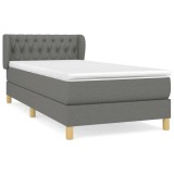 Cumpara ieftin Pat box spring cu saltea, gri inchis, 90x190 cm, textil