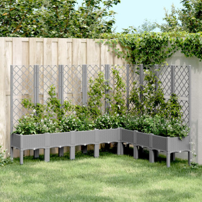 vidaXL Jardinieră de grădină cu spalier gri deschis 200x160x142 cm PP 367942 foto
