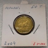 P1. Malawi 50 Tambala 2004 zebre in cartonas UNC **