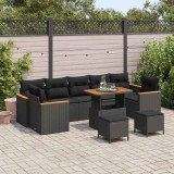 VidaXL Set de canapele pentru grădină 10 pcs Negru 90 x 55 x 71 cm