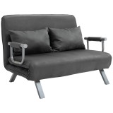 HOMCOM Canapea Extensibilă cu Șezut Reglabil &icirc;n 5 Poziții și Perne Detașabile, Canapea din Imitație de Piele, 105x80x78 cm, Gri | Aosom Romania