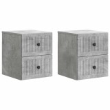 vidaXL Dulap de noapte suspendat 2 pcs Gri Beton 33 x 34,5 x 40 cm 897962