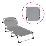 Cumpara ieftin Sezlong gradina pliabil gri bej Bovry 71x190x71 cm