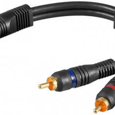 Cablu audio video RCA mama - 2x RCA tata contacte aurite 0.2m