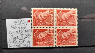 1938-1941-Franta-MercurYT412 tip II-bl4-MNH YT=250 E foto
