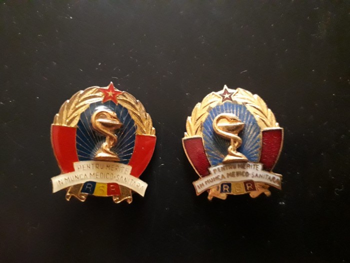 HST Lot 2 insigne Pentru merite &icirc;n munca medico-sanitară Rom&acirc;nia comunistă