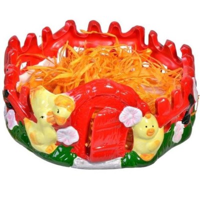 Cuib ceramic, gard rosu 15 cm foto