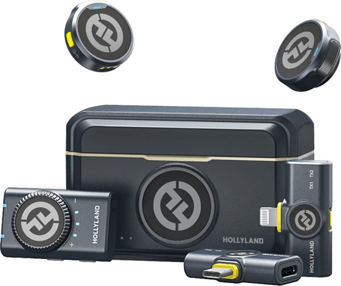 Lavaliera Universala Hollyland Lark M2 Combo Wireless Lavalier Microphone Duo Shine Charcoal
