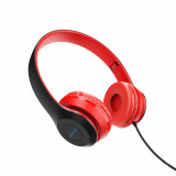 Casti Borofone Star B05 Red-Black, On-Ear, cu microfon, conector jack 3.5mm, pentru smartphone, cablu 1.2 m, pliabile, rosii cu negru