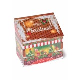 Cutie decor Craciun lemn multicolor 18x12.5x18 cm