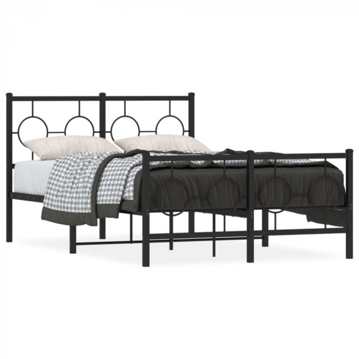 vidaXL Cadru pat metalic cu tăblie de cap/picioare, negru, 120x200 cm