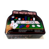 Set Poker Texas Hold&#039;Em, 25.5 x 20.5 x 9.5 cm, 200 chips, 2 pachete de carti, buton dealer, General
