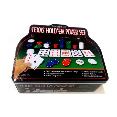 Set Poker Texas Hold&amp;#039;Em, 25.5 x 20.5 x 9.5 cm, 200 chips, 2 pachete de carti, buton dealer foto