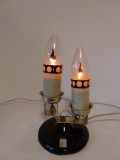 Lampa / veioza de seara, veche, vintage URSS Lviv (Ucraina), anii 70, tip lumanare in vant, cu 2 brate lumanari, functionala, stil Retro