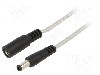 Cablu alimentare DC, DC 5,5/2,5 mufa, DC 5,5/2,5 soclu, transparent, 5m, BQ CABLE - DC.EXT.8600.0500