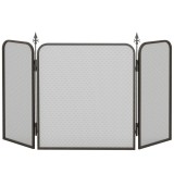 HOMCOM Paravan Pliant pentru Șemineu cu 3 Panouri, Paravan de Protecție din Metal, 96x1,3x56 cm, Negru | Aosom Romania