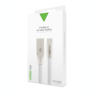 Cabluri si Adaptoare Vetter Type-C Cable, Quick Charge, 3D Aero, Vetter GO, Grey foto