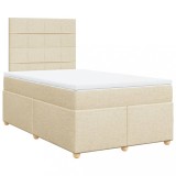 Cumpara ieftin Pat box spring cu saltea, crem, 120x200 cm, textil