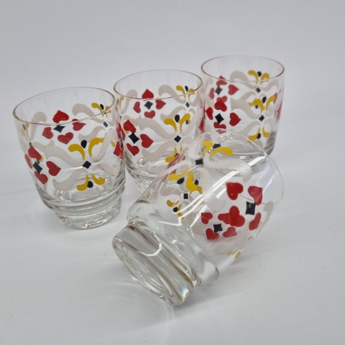 Pahare sticla (set 4 pahare mici) vechi, vintage