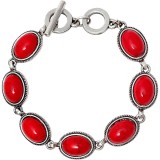 Bratara 7 pietre Jasp rosu, forma oval, reglabila