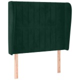 Cumpara ieftin Tablie pat cu aripioare verde inchis 103x23x118/128 cm catifea